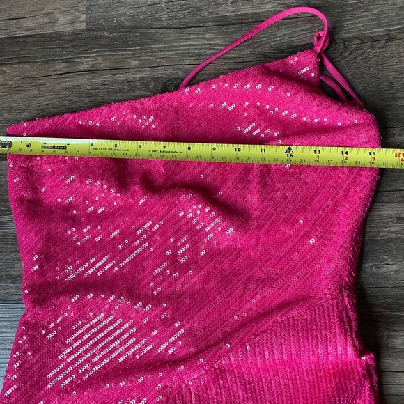 Windsor Women’s Fuchsia Sequin One Shoulder Promo Dress Size 6 - Picture 2 of 10